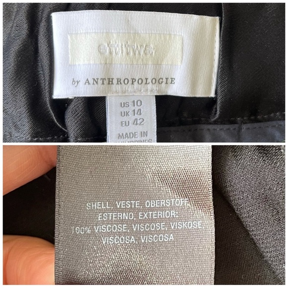 Anthropologie Black satin trouser pants with belt size 10 NWOT - Picture 8 of 8